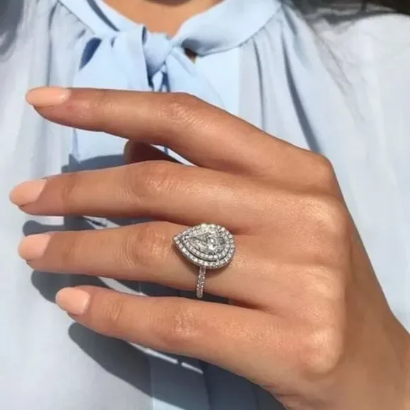 Sterling Silver pear cut CZ Ring - Picture 7 of 7